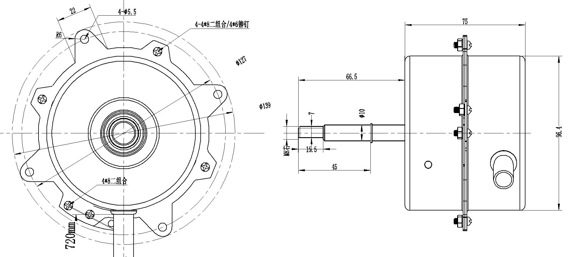 The outline Drawing of Disinfection machine motor
