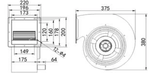 The drawings of Centrifugal duct fan